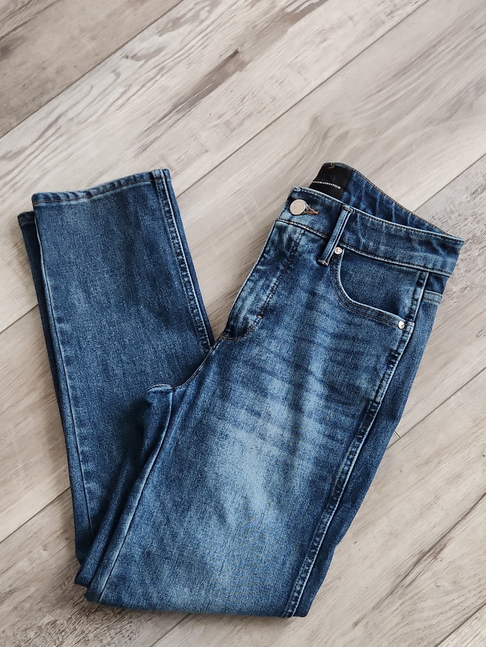 White House Black Market High-Rise Straight Sculpt Dark Blue Jeans